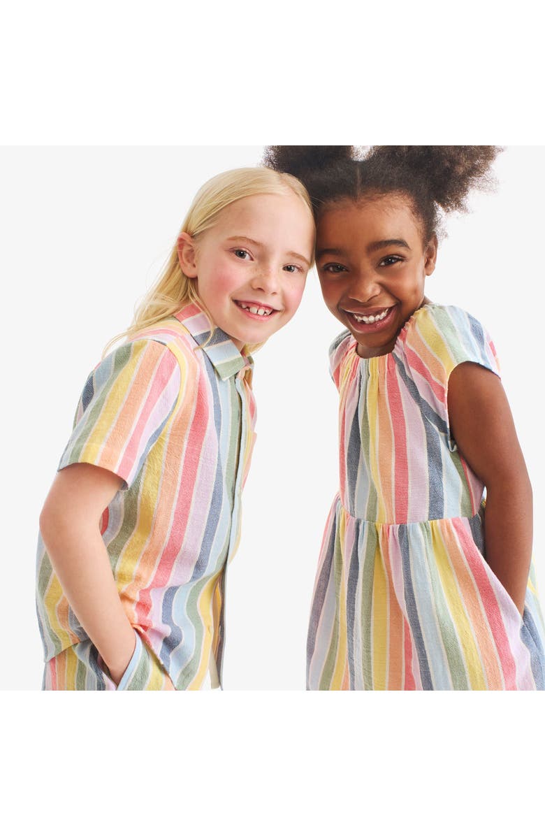 Primary Kids Cotton Gauze Button Down, Alternate, color, Rainbow Sunrise Stripe