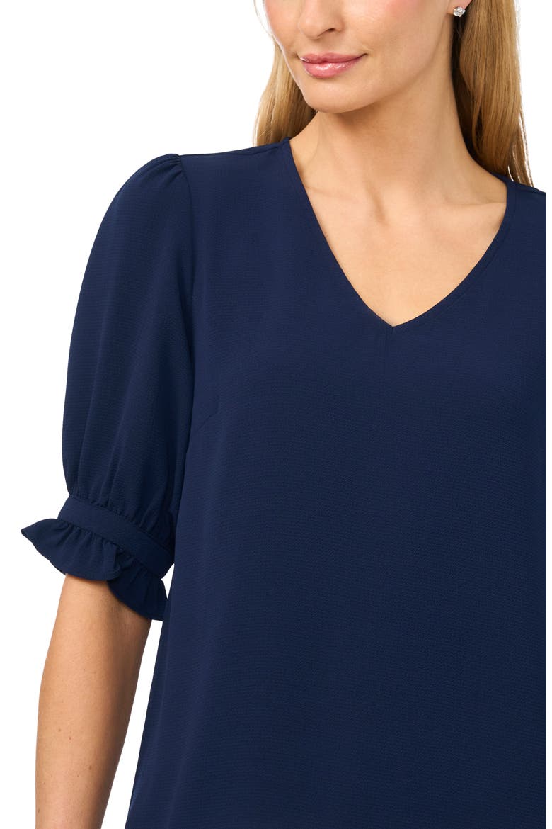 Ruffle Cuff Crepe Blouse, Alternate, color, CLASSIC NAVY