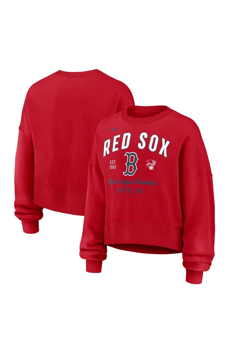 Nike Women's Nike Red Boston Red Sox Oversized High Hip Pullover Sweatshirt, Main, color, 