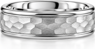 Bliss Diamond Men's 6.5MM Hammered Tungsten Ring Comfort Fit Wedding Band