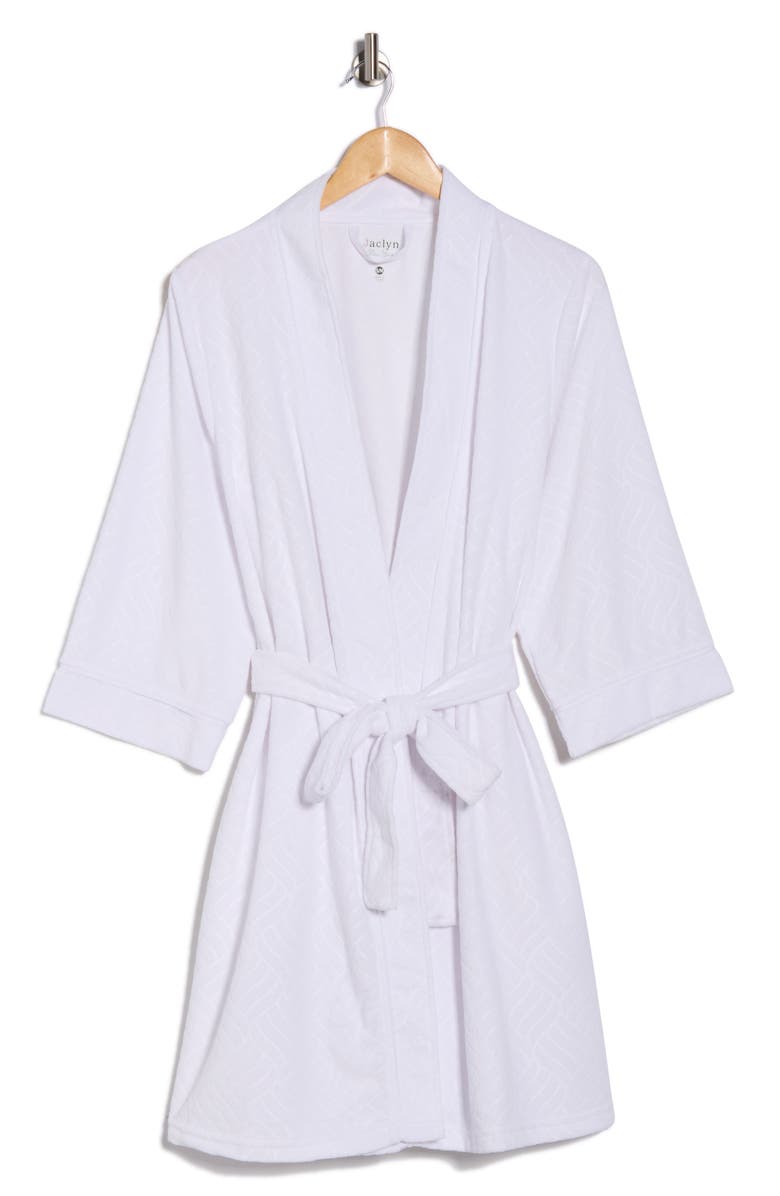 JACLYN Embossed Honey Knit Robe, Alternate, color, Geo Wave Emboss