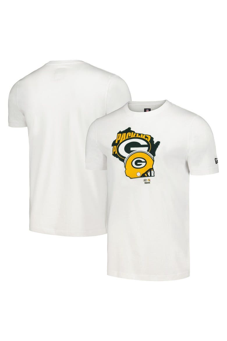 Men's New Era White Green Bay Packers Gameday State T-Shirt, Main, color, White
