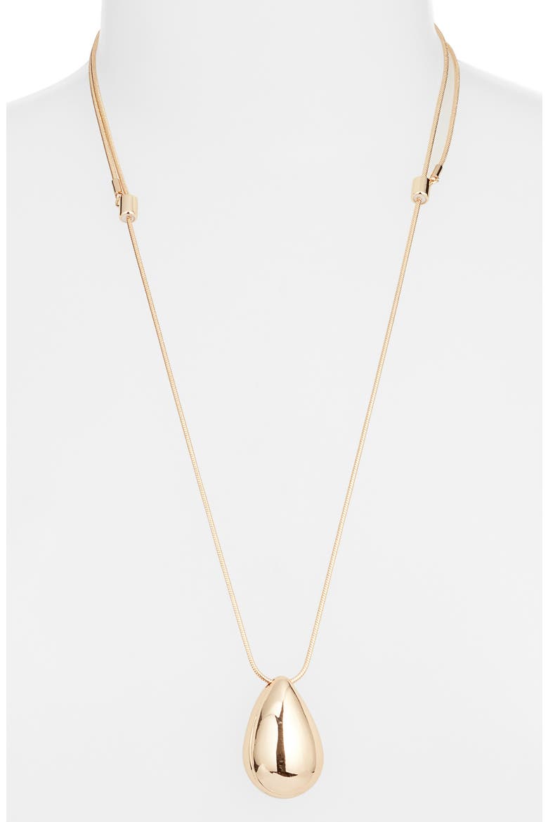 Polished Teardrop Pendant Necklace, Alternate, color, GOLD
