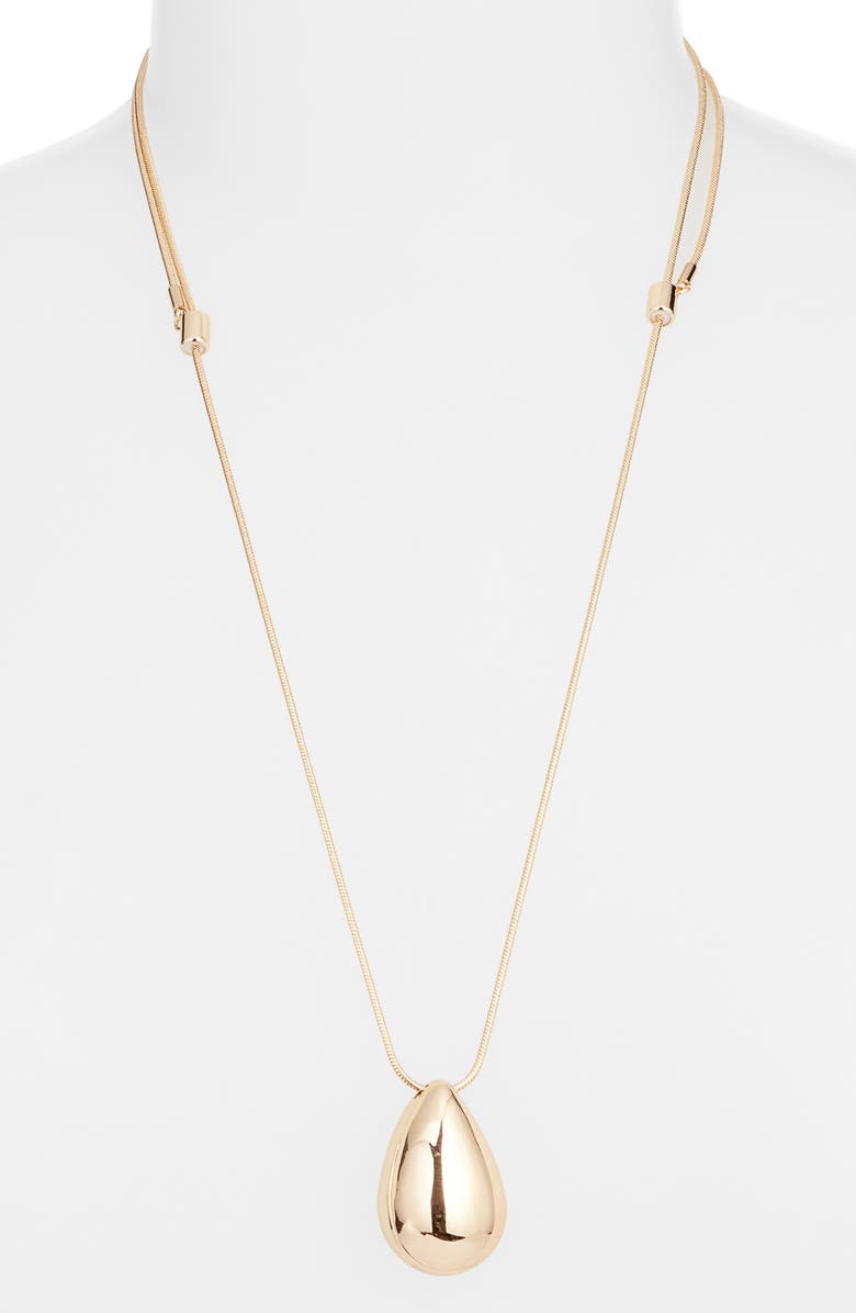 Nordstrom Polished Teardrop Pendant Necklace, Alternate, color, Gold