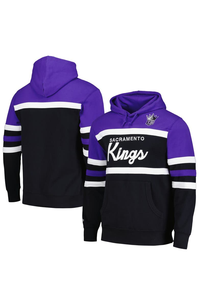 Mitchell & Ness Men's Mitchell & Ness Black/Purple Sacramento Kings Head Coach Pullover Hoodie, Main, color, 