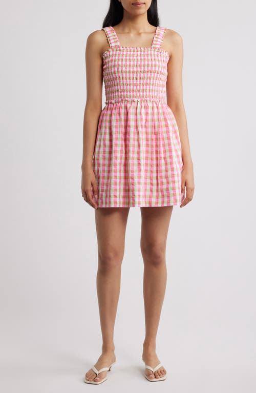 Lilly Pulitzer® Hadly Check Print Skirted Romper in Cherry Blossom Pink at Nordstrom, Size Small