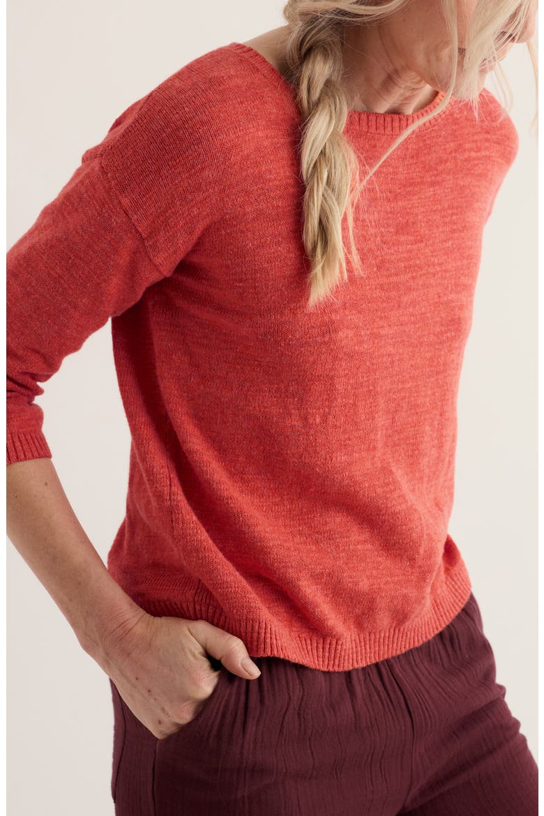 Knavock Button Back Organic Cotton & Linen Sweater, Alternate, color, CRAB CLAW