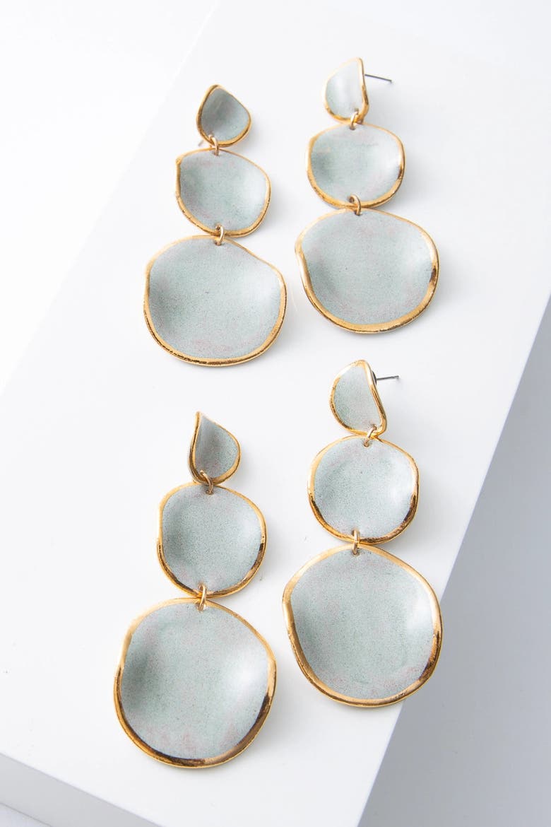 Stacked Spheres Earrings, Alternate, color, Blue Sage