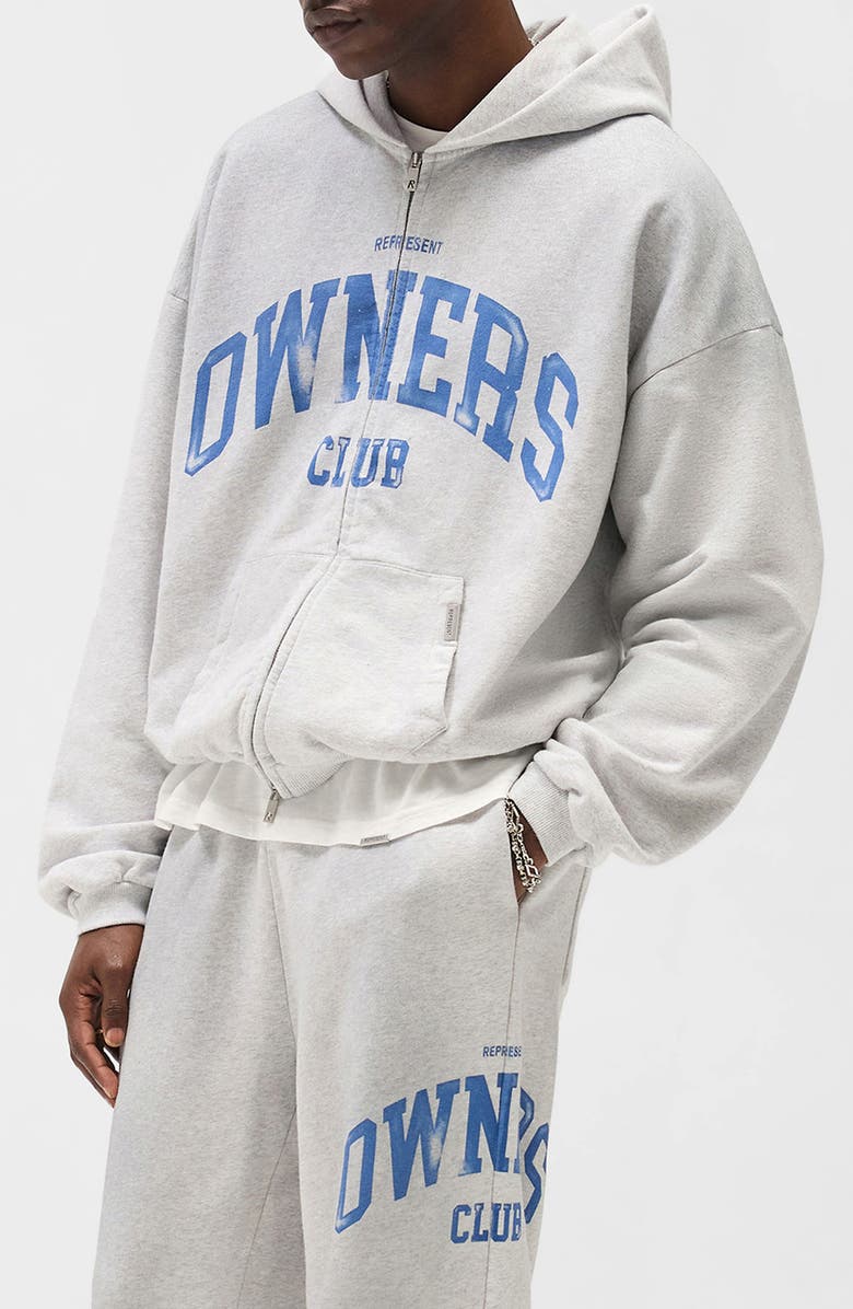 Represent Owners Club Zip Hoodie, Alternate, color, Sprayed Ice Grey Marl