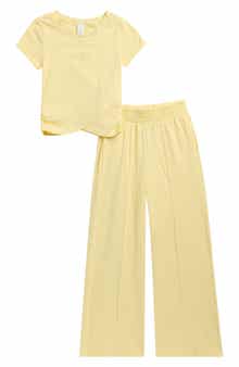 Kids' Lilan Jersey Wrap Top & Wide Leg Pants Set