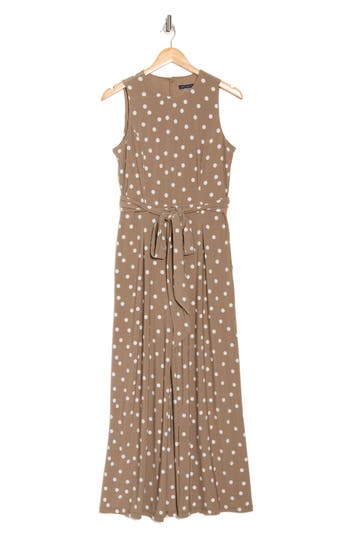 Tommy Hilfiger Polka Dot Sleeveless Tie Waist Crop Jumpsuit