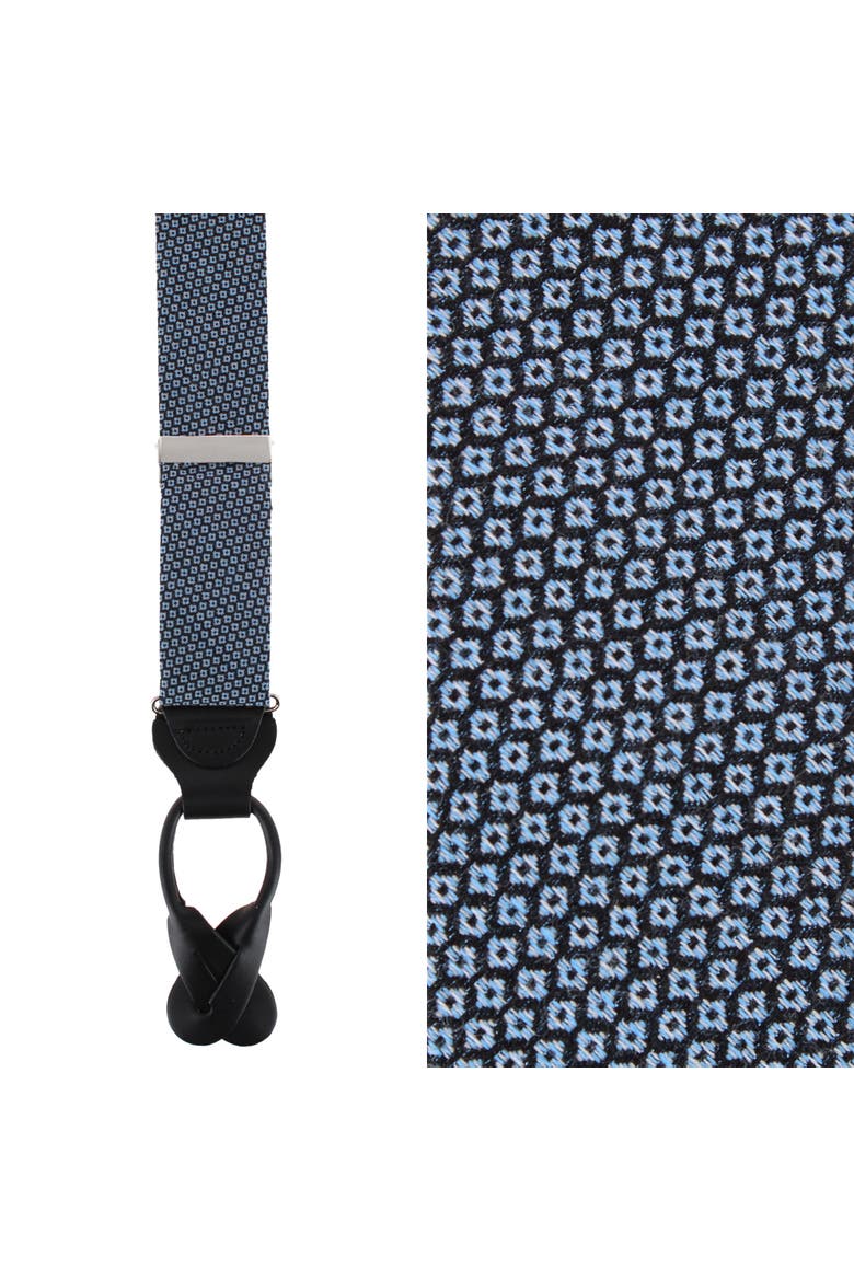 Nolan Neat Patterened Business Wool Blend Button End Suspenders, Main, color, Navy