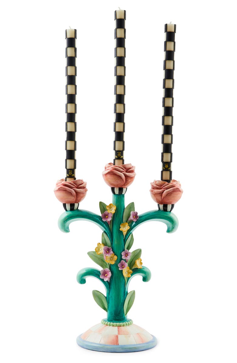 MACKENZIE CHILDS Rosy Meadow Candlelabra, Alternate, color, Rosy