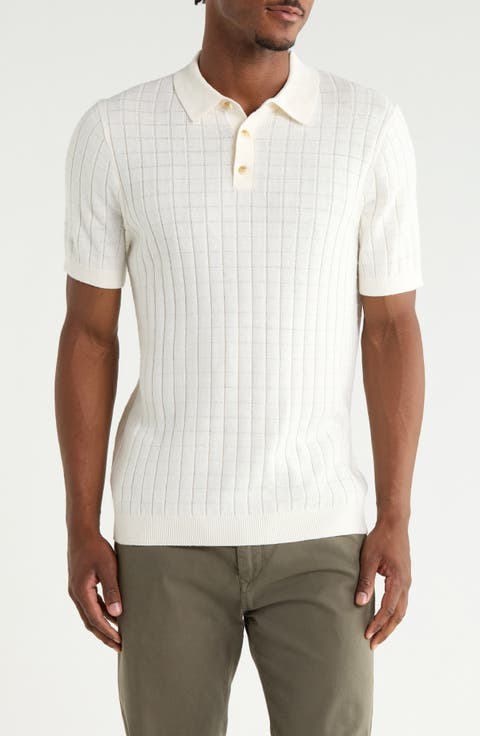 Short Sleeve Grid Sweater Knit Polo