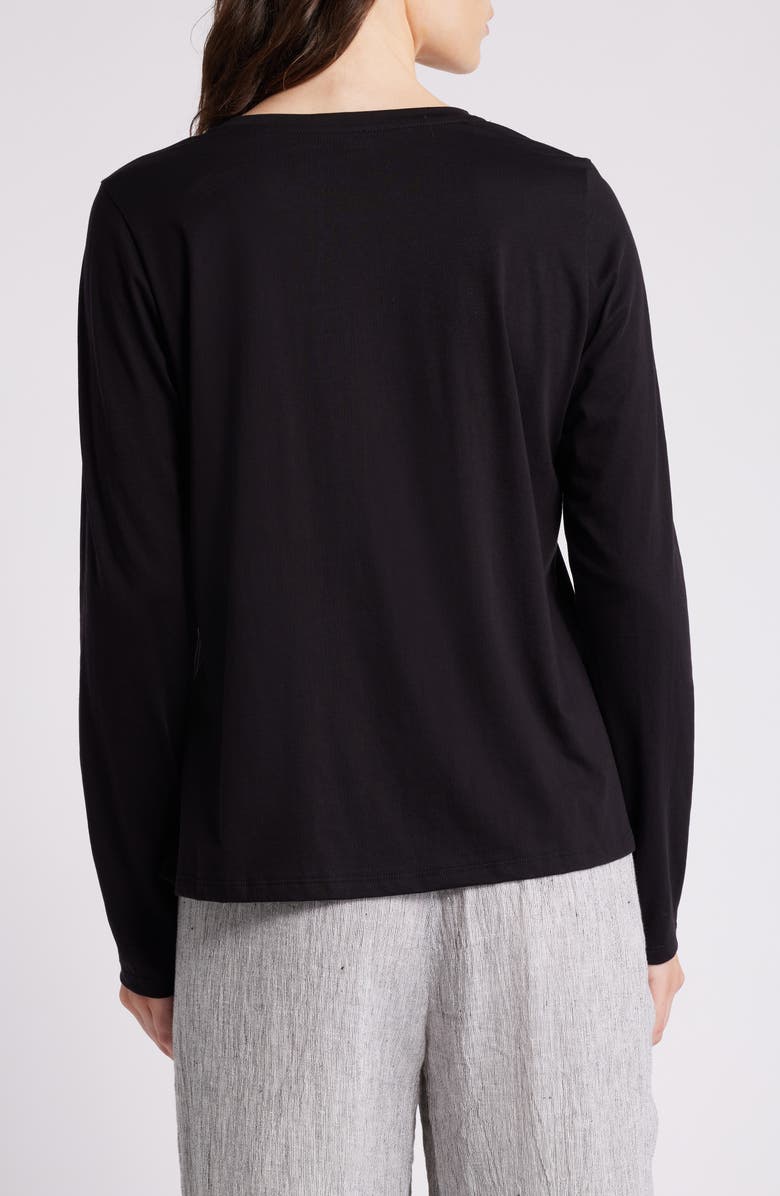 Eileen Fisher Long Sleeve Organic Cotton T-Shirt, Alternate, color, Black