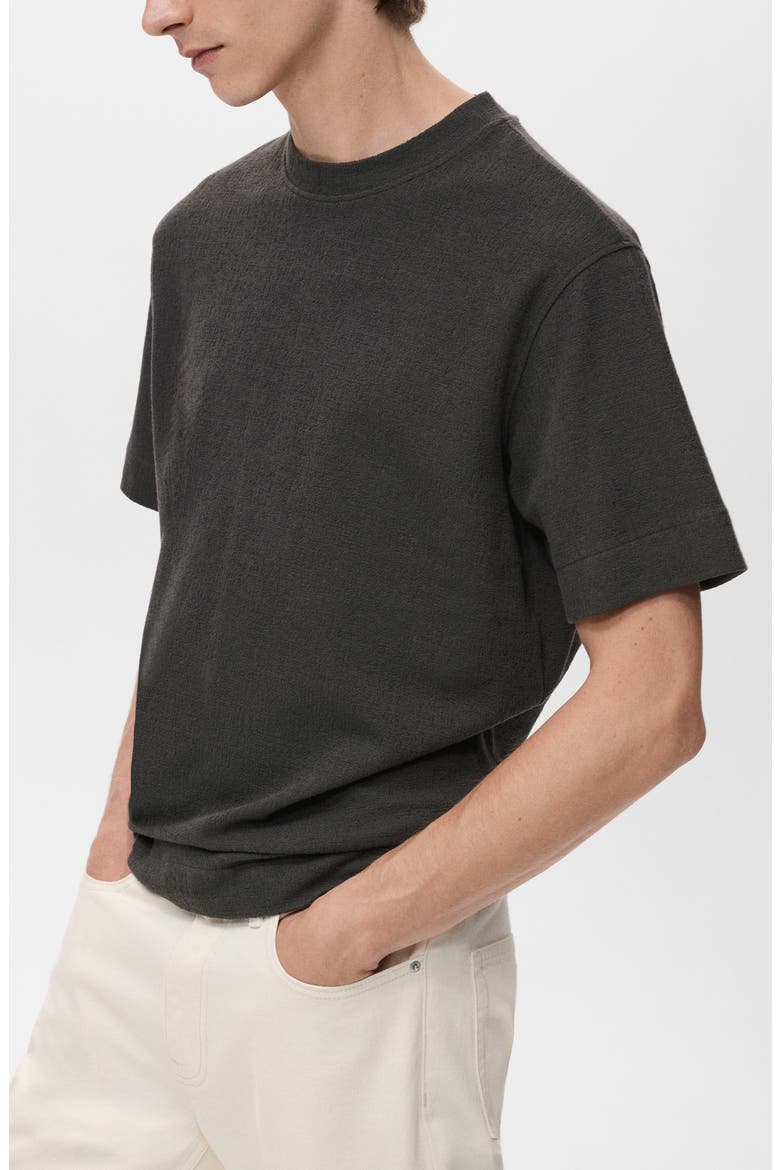 Textured Cotton Blend T-Shirt, Alternate, color, CHARCOAL
