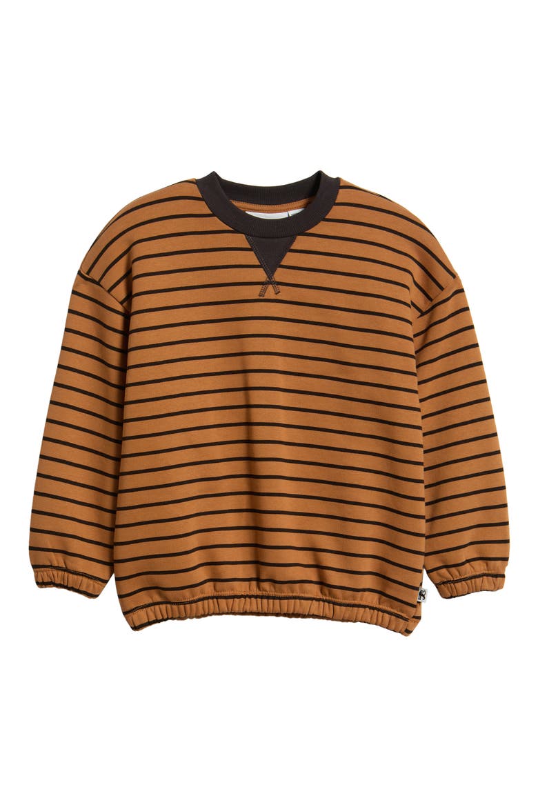 Kids' Stripe Organic Cotton Sweatshirt, Main, color, BROWN