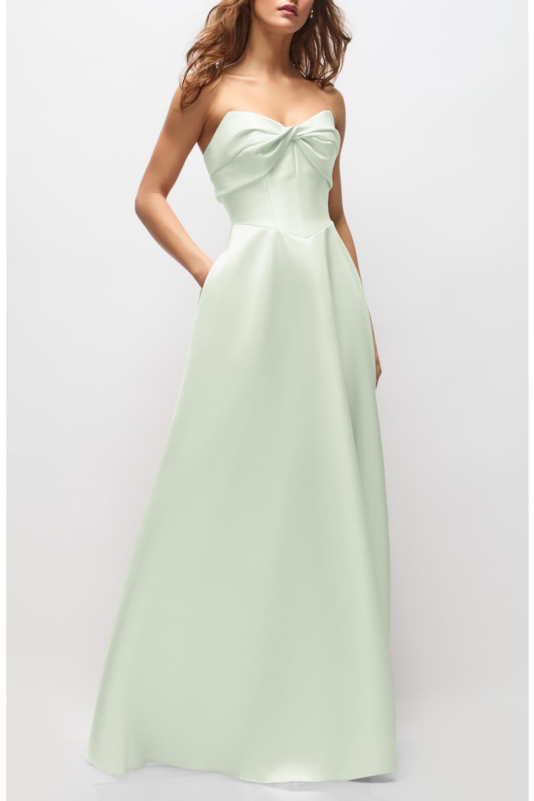 Antoinette Strapless Mikado Gown, Main, color, MINT GREEN