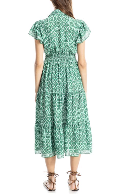 Max Studio Floral Tie Front Shirtdress In Grn/crm Ornt Elgnc