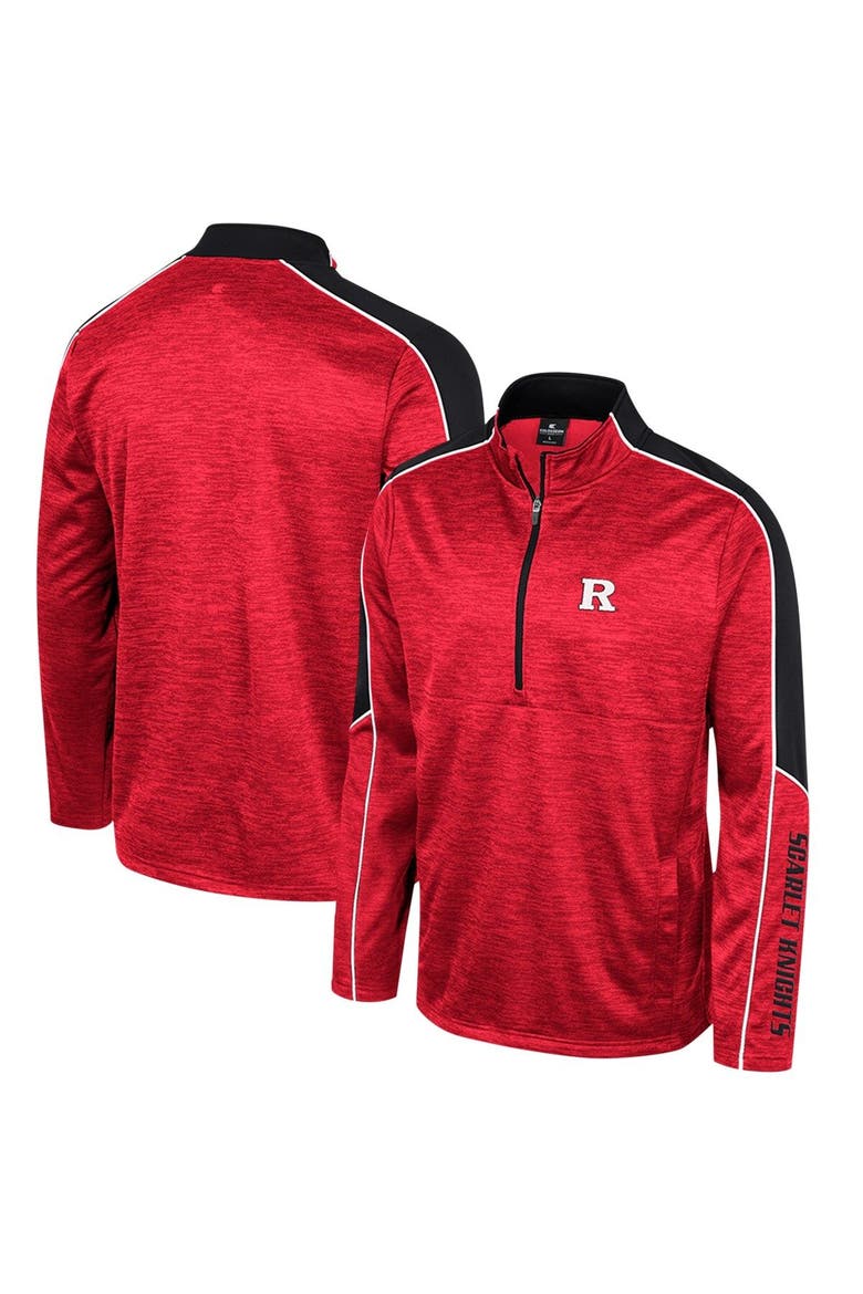 Men's Colosseum Scarlet Rutgers Scarlet Knights Marled Half-Zip Jacket, Main, color, Scarlet