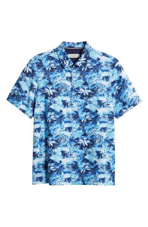 Hendrix Digital Abstract Print Pima Cotton Polo