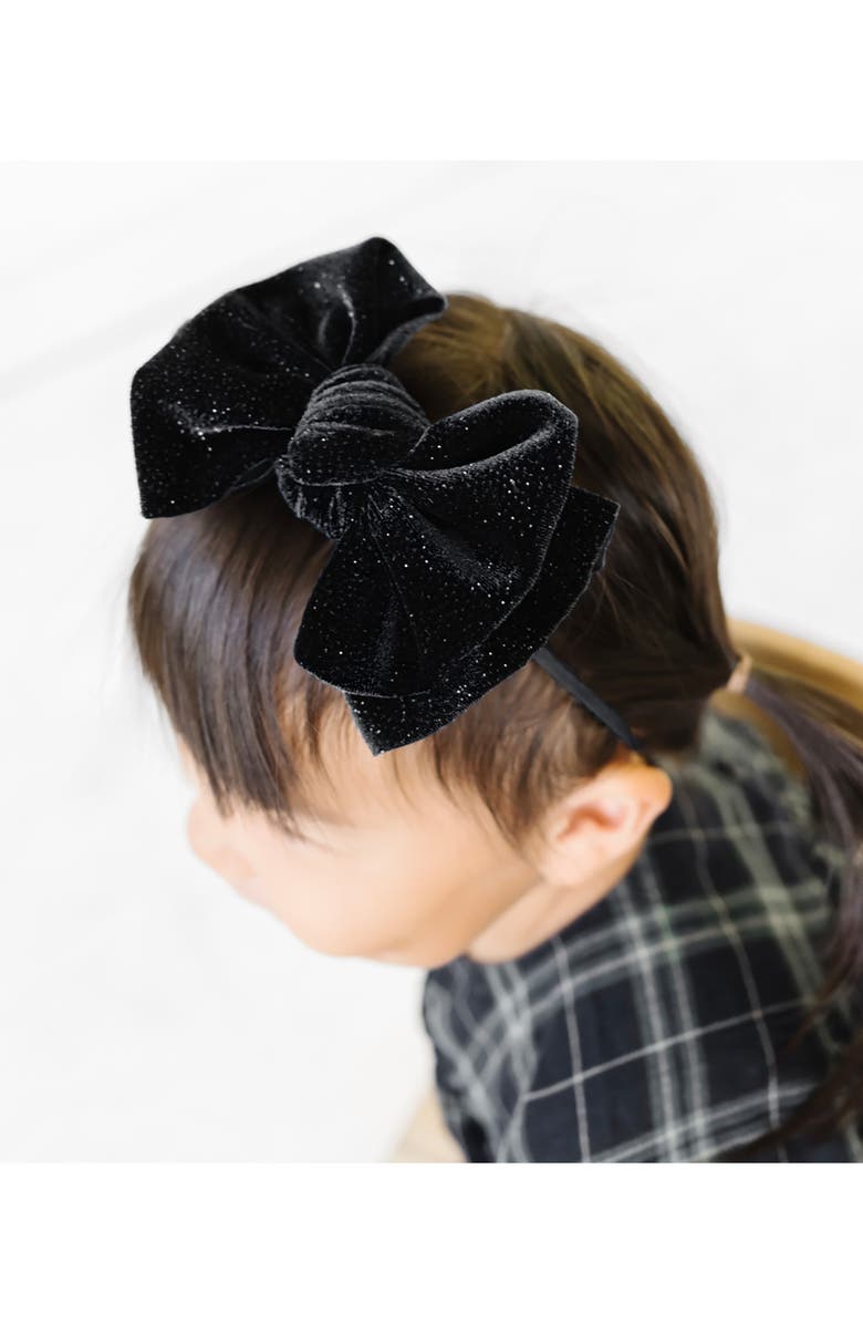 Baby Bling Velvet Fab Skinny Bow Headband, Alternate, color, Black/Black Glitter
