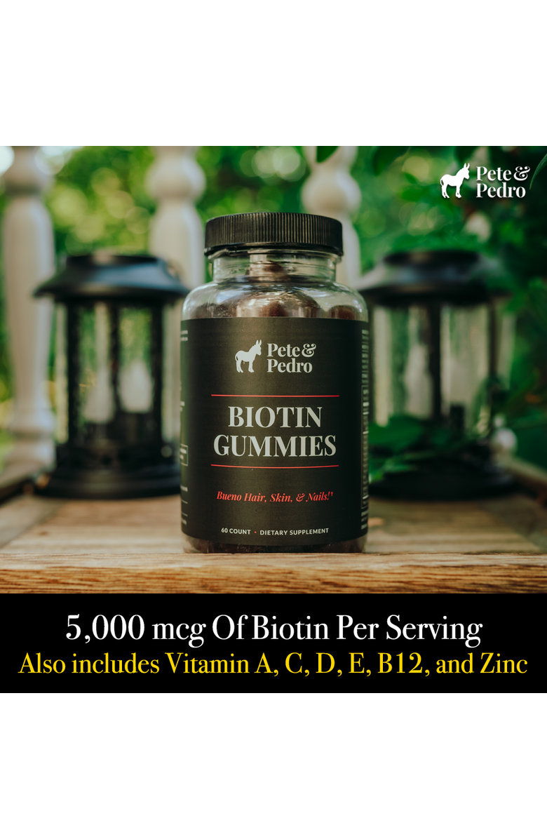 Pete & Pedro BIOTIN Gummies Daily Supplement For Hair, Skin, & Nails, 60 Count, Alternate, color, NO COLOR