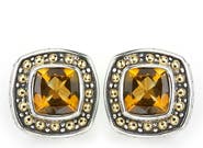 SAMUEL B. Sterling Silver & 18K Gold Semiprecious Stone Cushion Stud Earrings