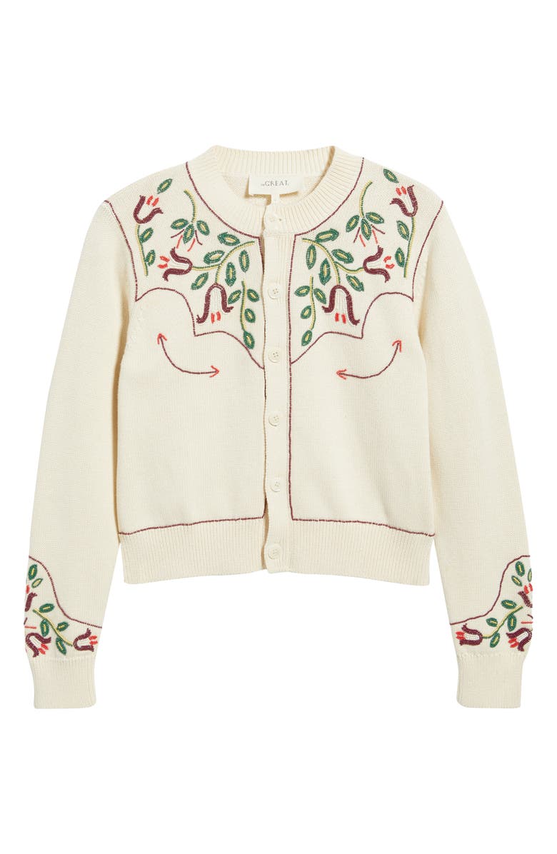 THE GREAT. The Western Beaded Cotton Cardigan, Alternate, color, 