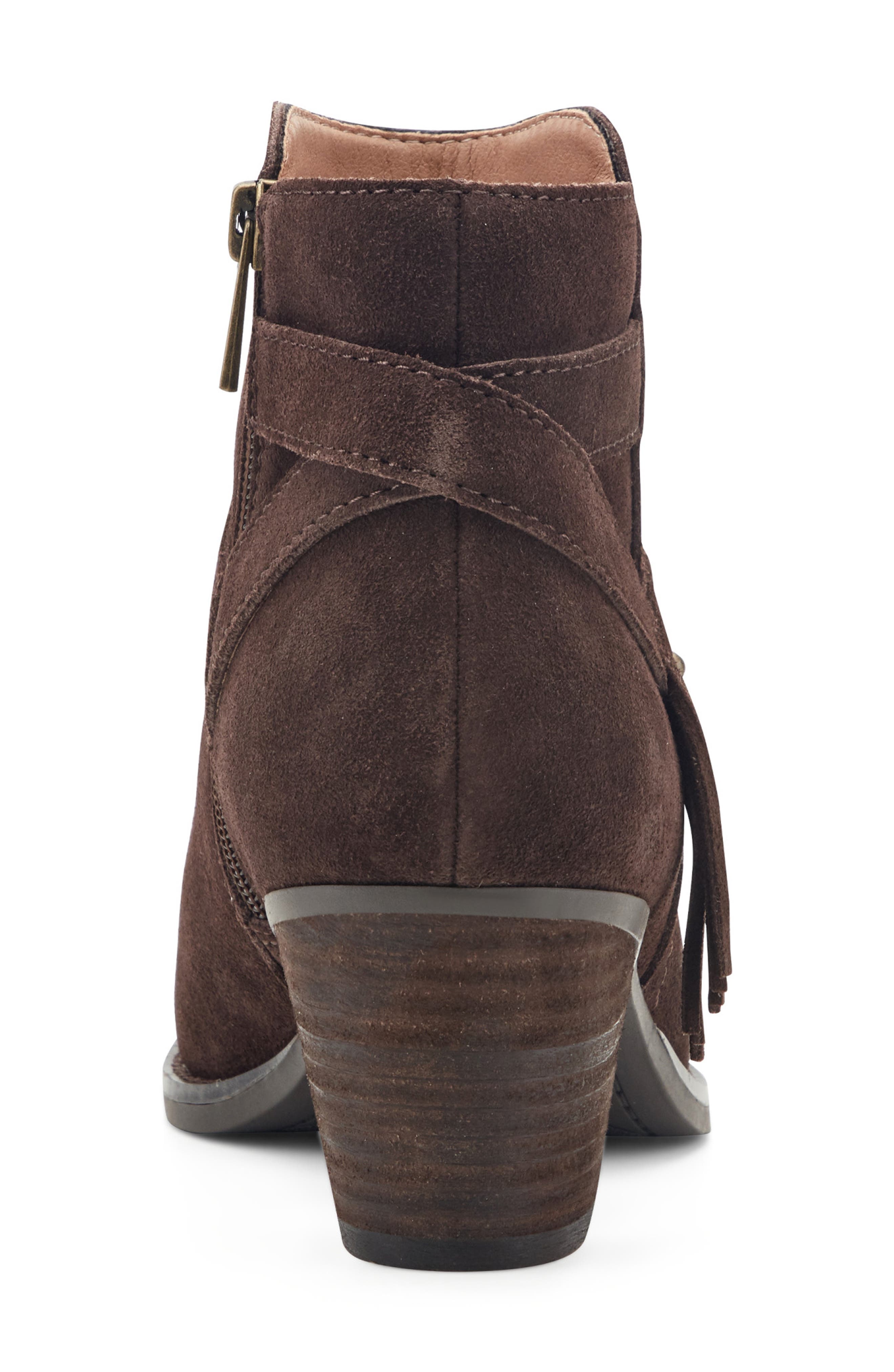 Corbin Fringe Strap Ankle Bootie, Alternate, color, BROWN