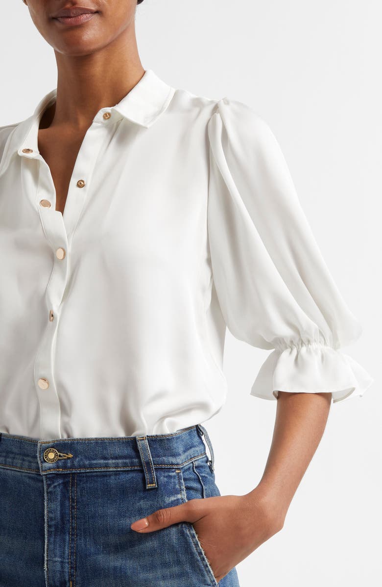 Ramy Brook Dina Matte Satin Bodysuit, Alternate, color, Ivory Gold