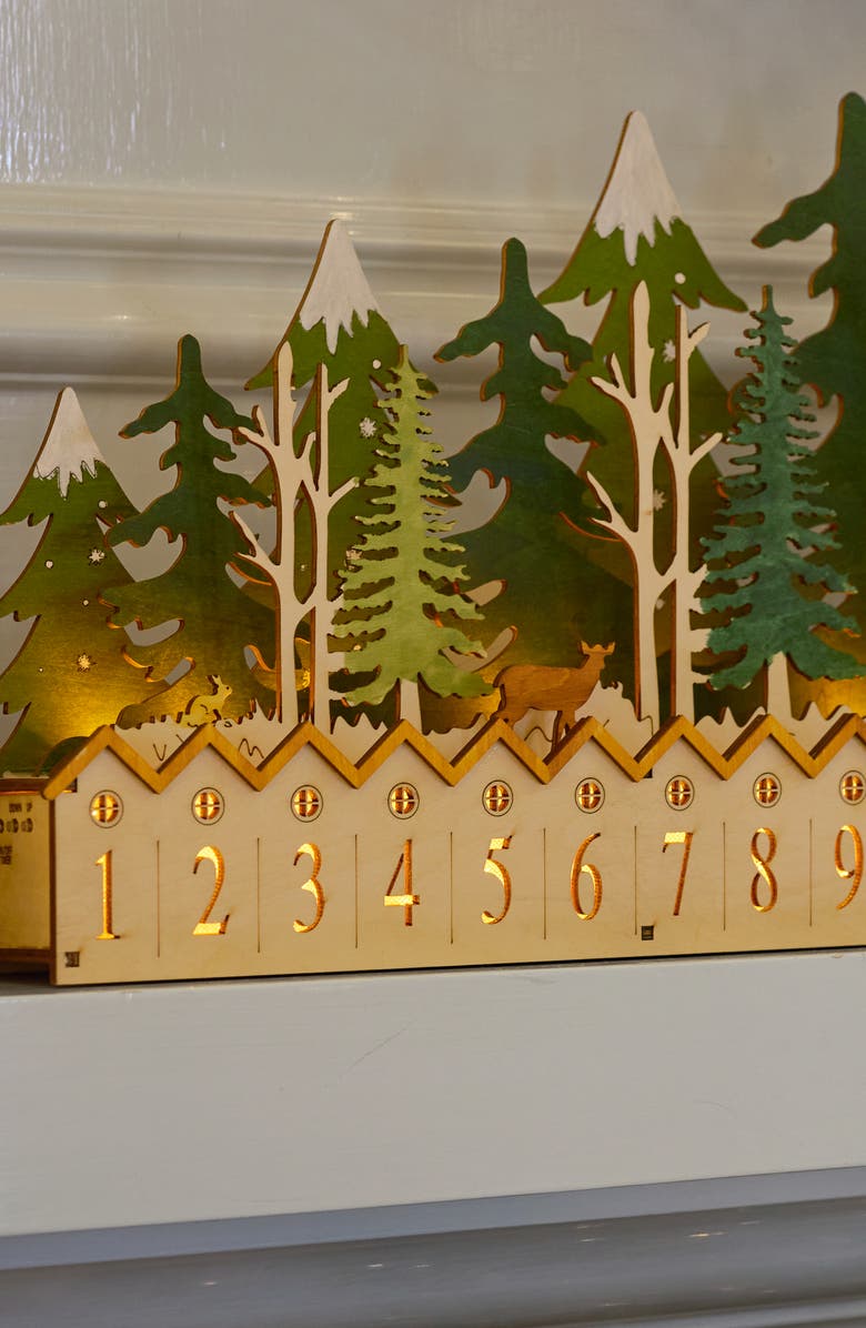 Balsam Hill Lit Wooden Forest Advent Calendar, Alternate, color, Multicolor