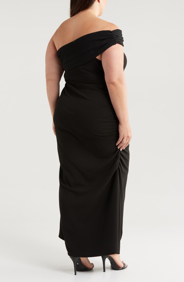 24seven Comfort Apparel One-Shoulder Maxi Dress, Alternate, color, Black