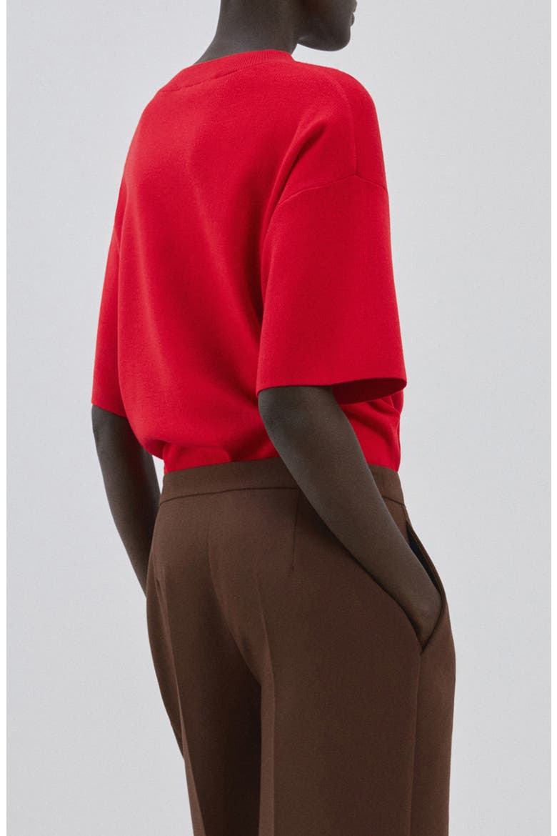 Oversize Short Sleeve Sweater, Alternate, color, RED
