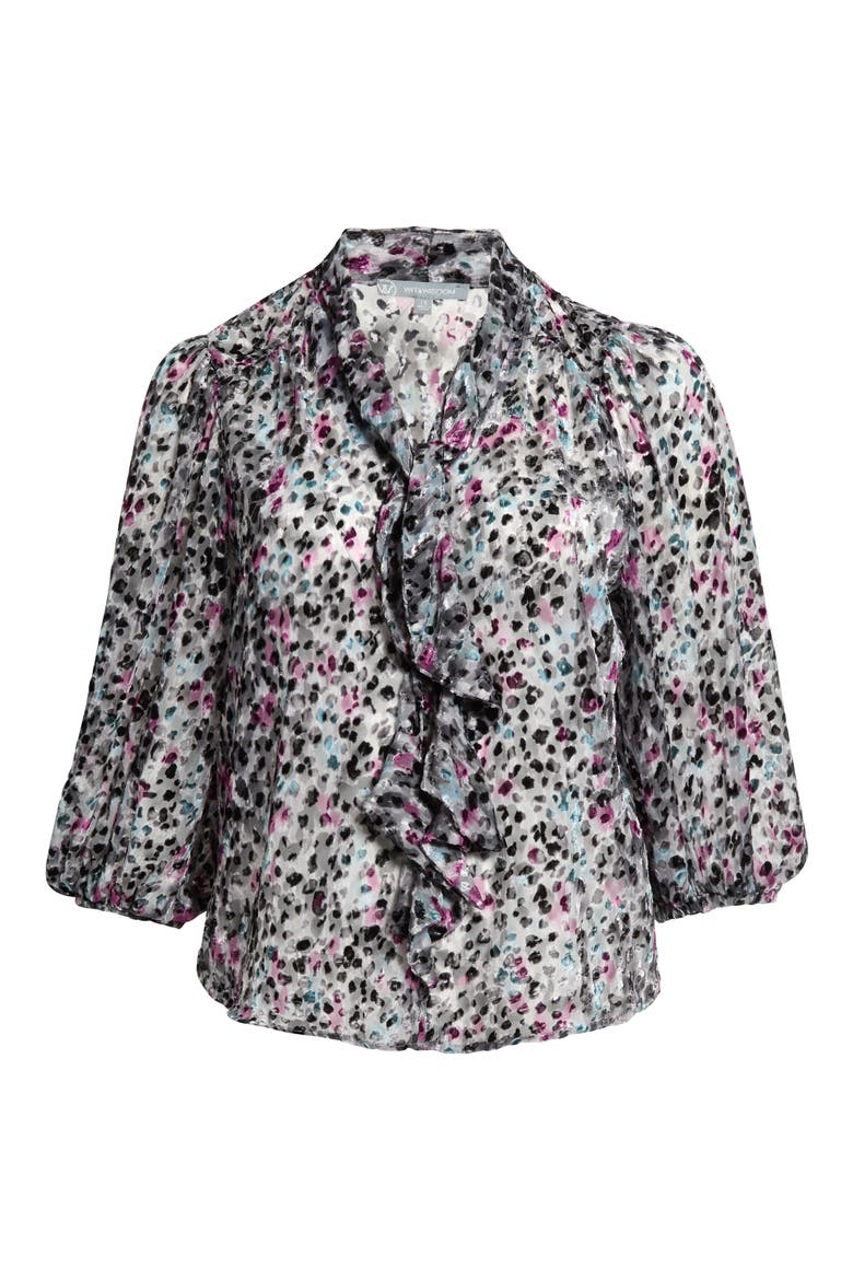 Burnout Velvet Tie Neck Top, Alternate, color, BLACK/ PLUM MULTI