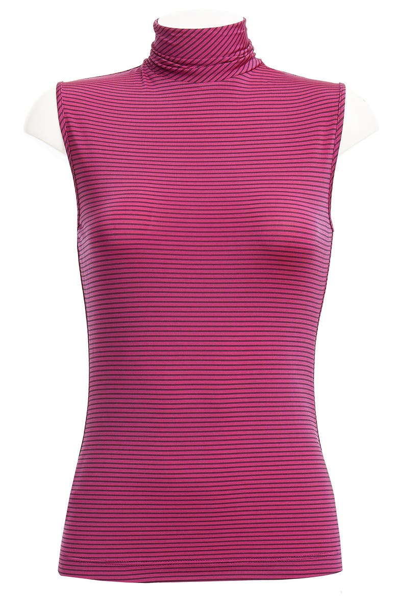 St. John Collection Striped Turtleneck Tank Top, Main, color, 