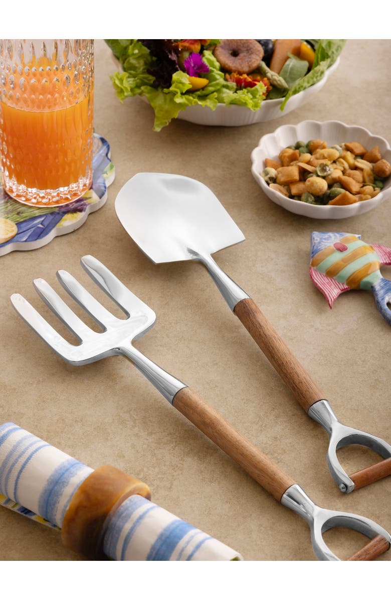 GAURI KOHLI Narvik Salad Servers, Set of 2, Alternate, color, Brown