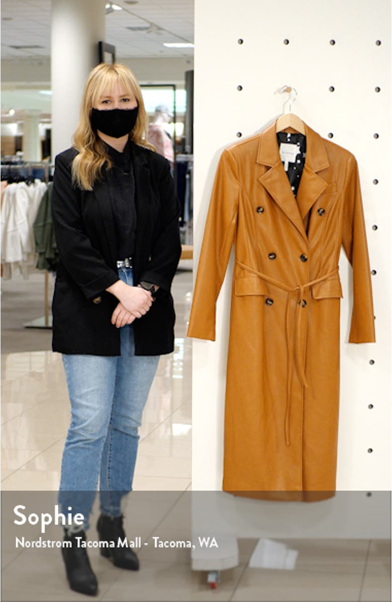 Double Breasted Faux Leather Trench Coat, sales video thumbnail