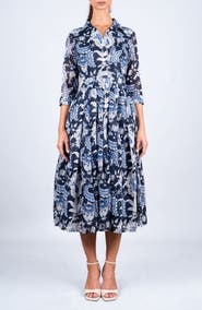 SAMANTHA SUNG Botanic Antique Midi Shirtdress