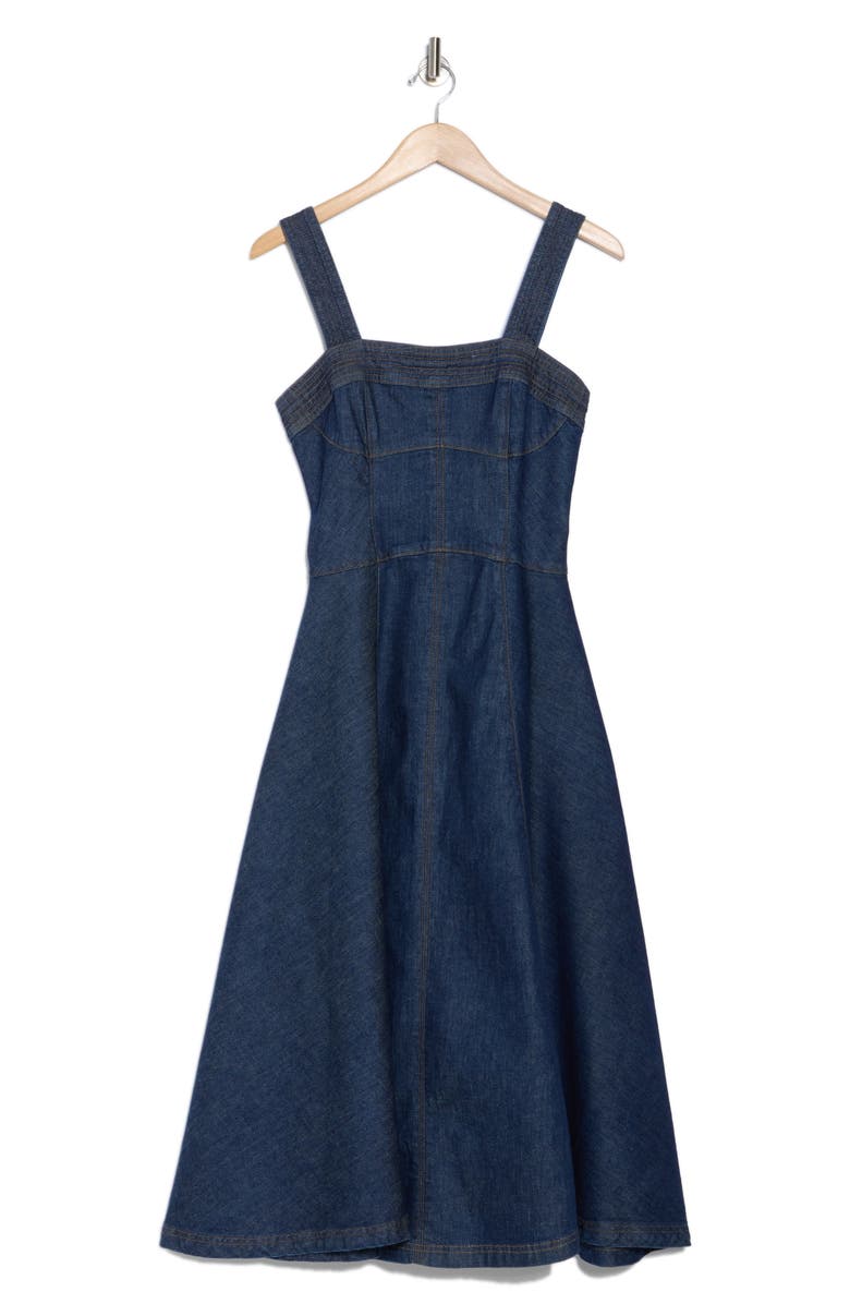Simkhai Cici Bustier Denim Midi Dress, Alternate, color, 