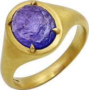 Bony Levy 18K Gold Oval-Cut Tanzanite Brushed Ring