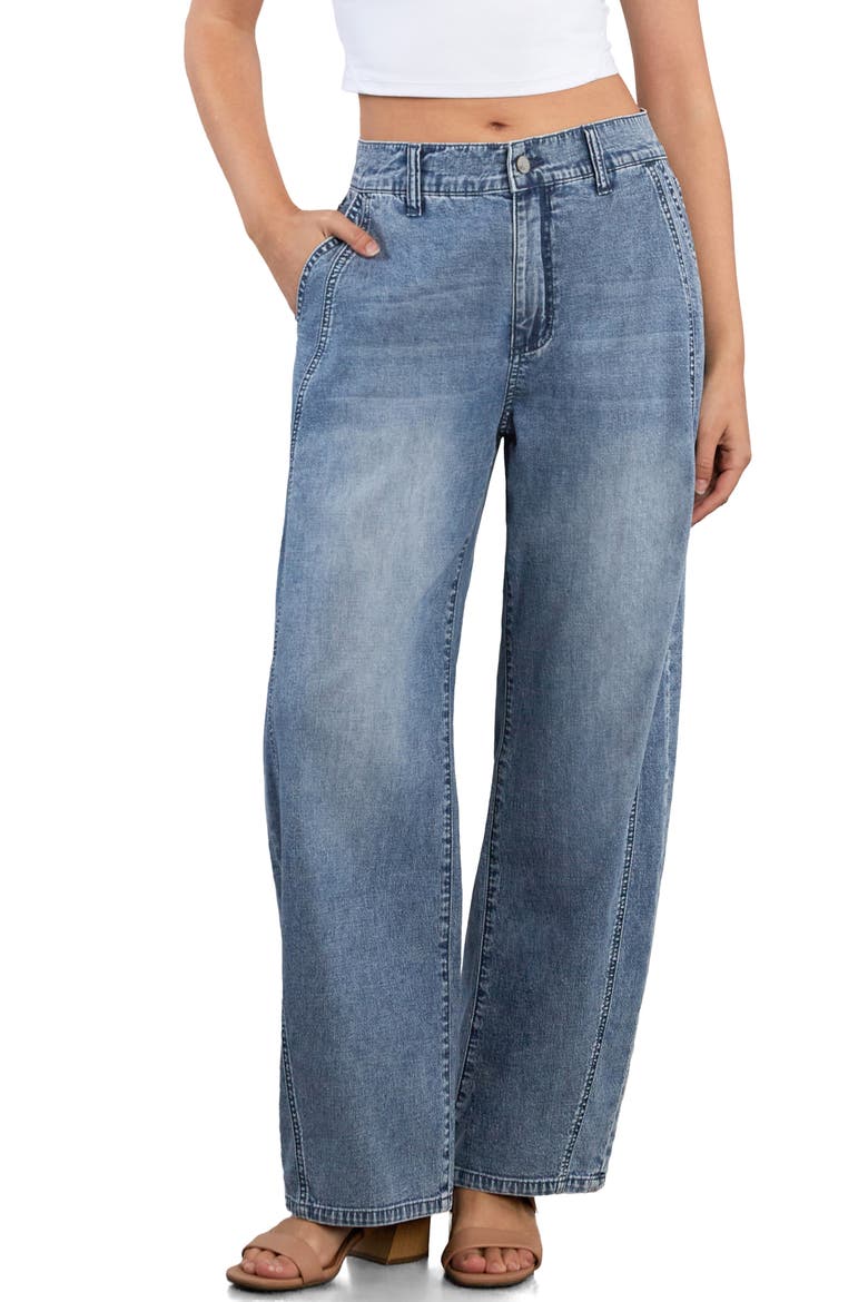 Sweetheart Barrel Leg Jeans, Main, color, RELAXED BLUE