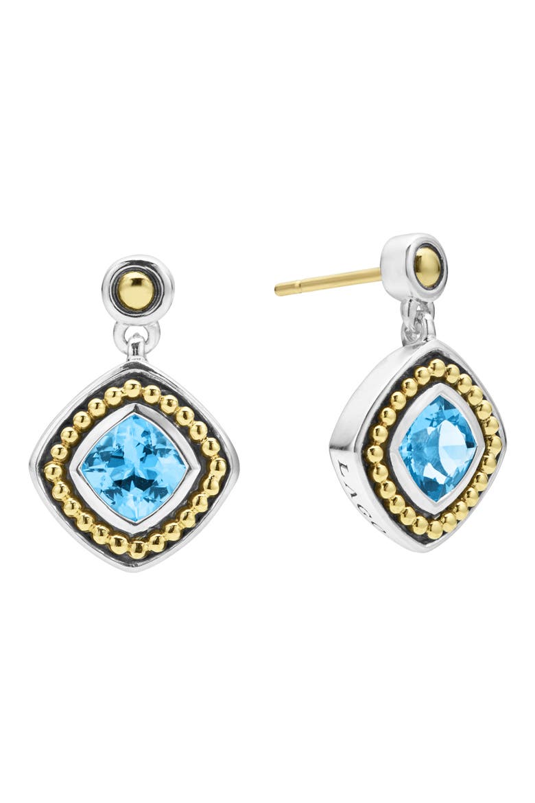 Caviar Color Blue Topaz Drop Earrings, Alternate, color, SWISS BLUE TOPAZ