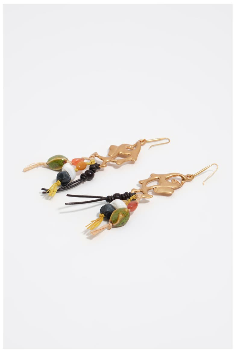 Metal And Ceramic Fish Earrings, Alternate, color, GOLD