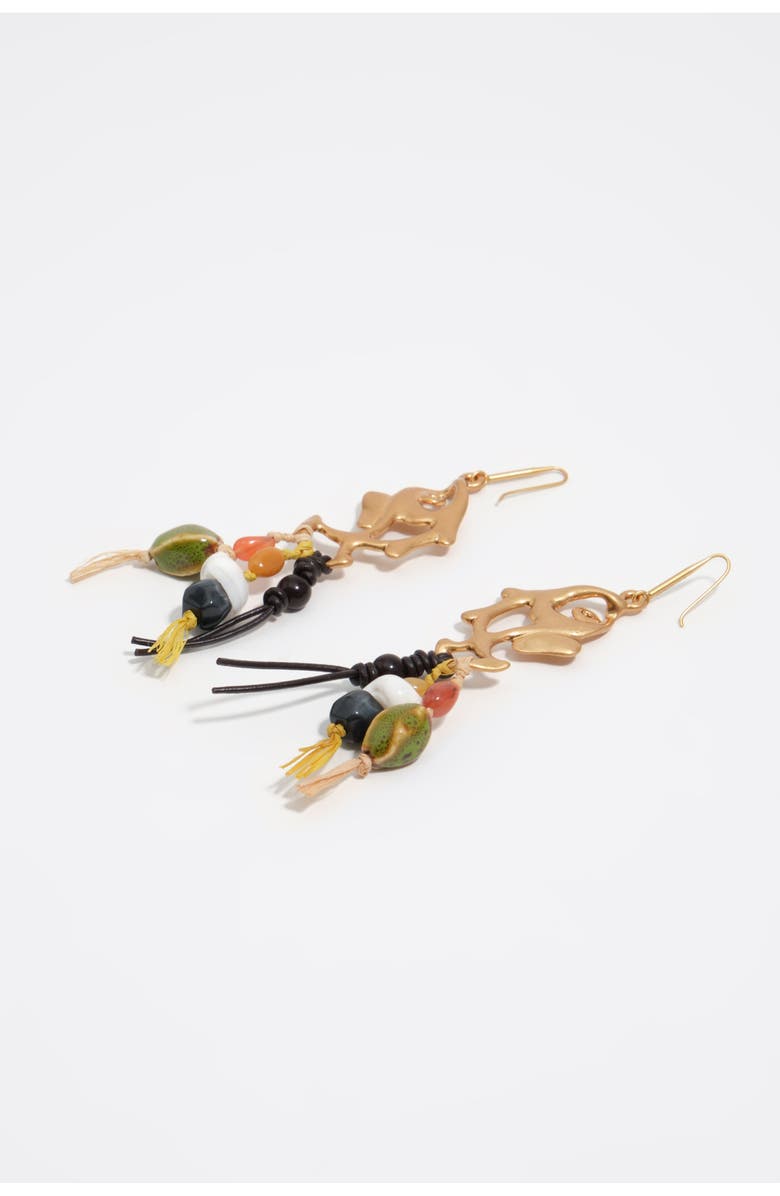 Bimba y Lola Metal And Ceramic Fish Earrings, Alternate, color, Gold