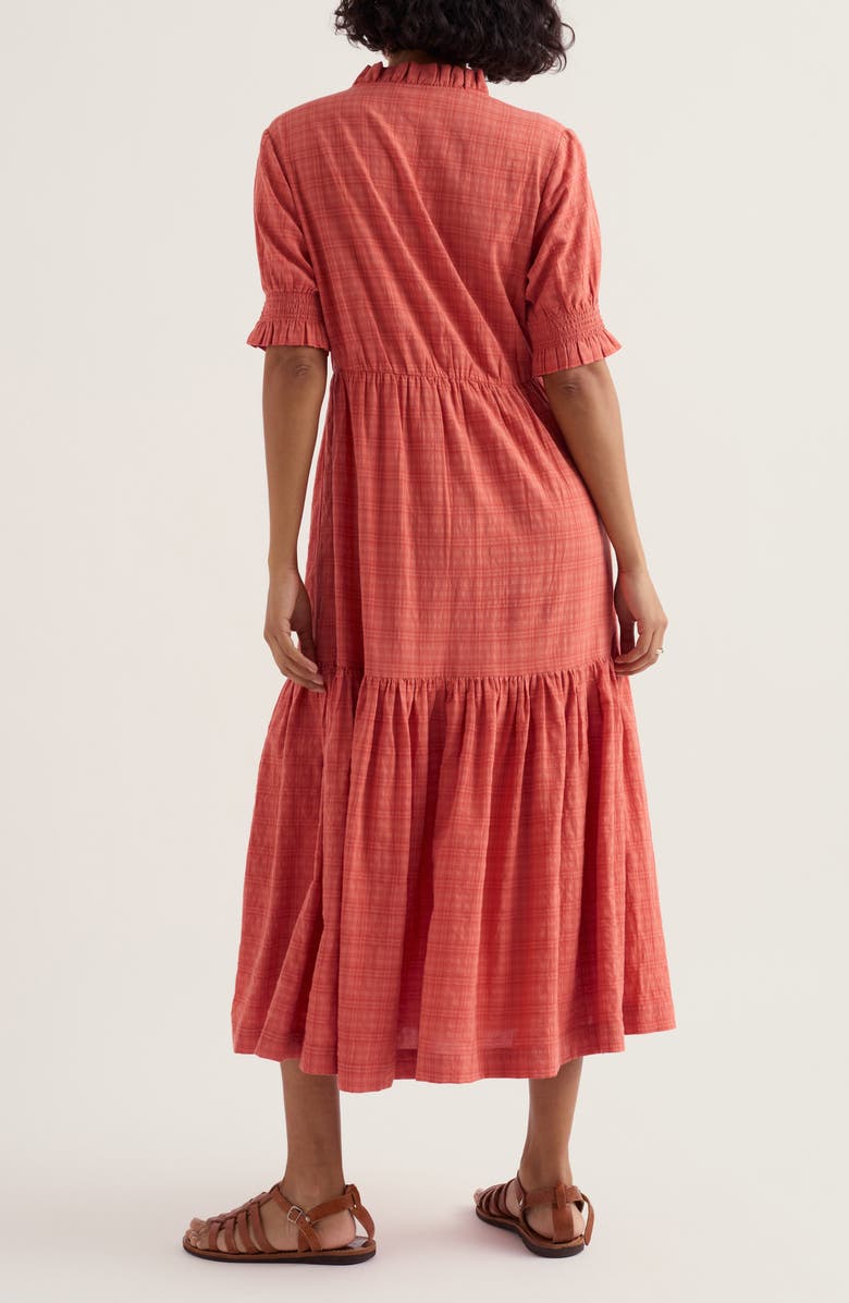 Seasalt Cornwall Feather Star Puff Sleeve Tiered Organic Cotton Blend Dress, Alternate, color, Dusky Coral