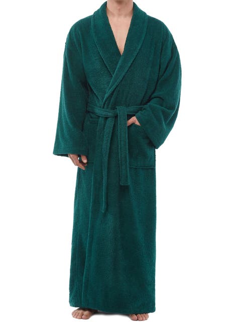 Mens Classic Shawl Collar Ankle Length Terry Bathrobe