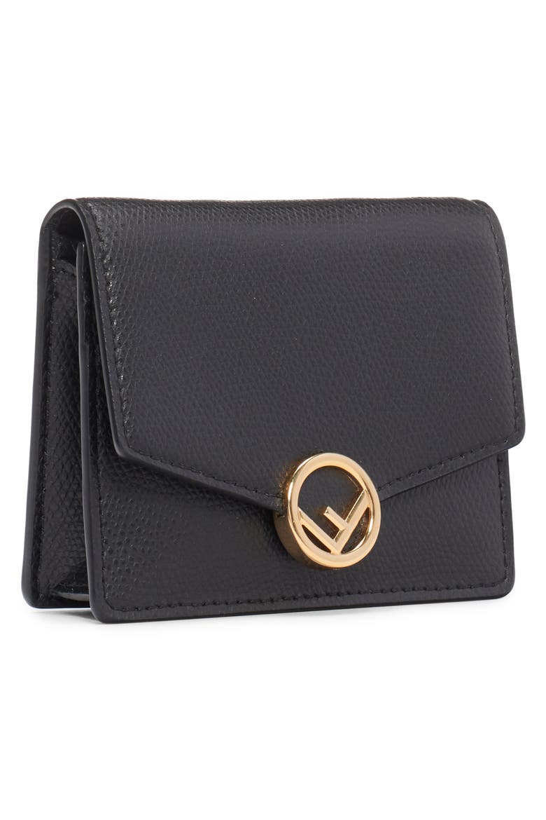 Leather Wallet on a Chain, Alternate, color, NERO/ ORO SOFT