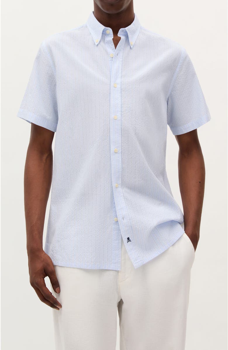 Scalpers Seersucker Resort Bd Shirt, Main, color, Blue White Stripes