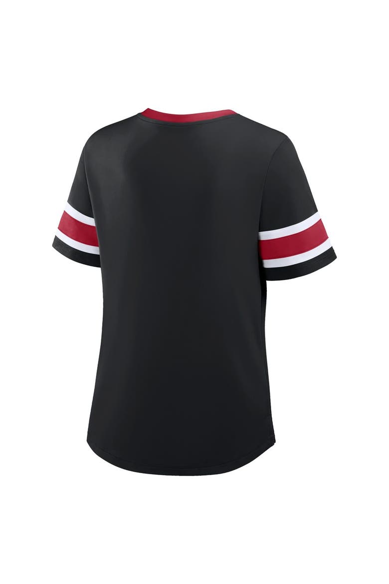 Women's Fanatics Black Atlanta Falcons Redzone Draw Play Athena Lace-Up T-Shirt, Alternate, color, Black